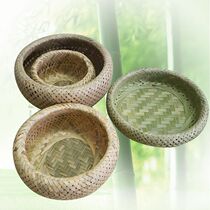  Bamboo woven fruit basket Bamboo basket Natural bamboo art fruit plate storage basket Egg basket Handmade paint-free bamboo basket Bamboo basket