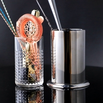 Bar utensils Stainless steel straw box Glass bar spoon cup bartending utensils storage bucket Bar spoon pounding stick bucket