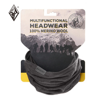 Black Ice Multifunctional Merino Wool Headscarf Outdoor Riding Mask Mountaineering Hiking Warm Wool Collar