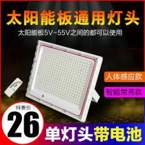 Universal solar lamp head single light fitting with battery 5-58V solar panel outdoor yard lamp led floodlight