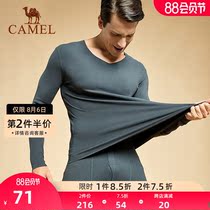 Camel outdoor skin-friendly velvet mens 2021 spring heat storage close-fitting thermal underwear breathable thin bottoming suit tide brand