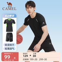 Camel Sports Suit Mens Summer Sports Wear Sweat Quick Dry Clothes Short Sleeve Shorts Running Two Sets Fitness Clothes