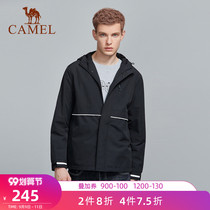 Camel outdoor mens coat 2021 autumn new windproof hooded jacket fashion trend black top men