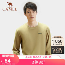 Camel outdoor fleece womens 2021 autumn pullover solid color comfortable velvet thin base shirt mens tide