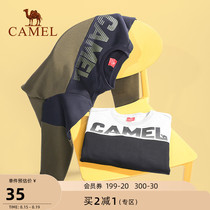 Camel sports sweater mens simple fashion trend color letter printing long-sleeved round neck pullover casual clothes