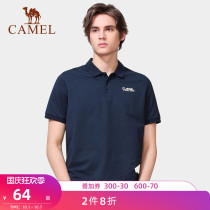Camel mens spring and summer polo shirt business lapel short sleeve T-shirt thin half sleeve slim body shirt solid color top