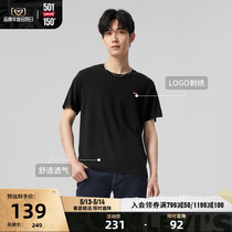 Levis Men Black T-shirt 23 summer casual trend classic embroidery logo texture short sleeves