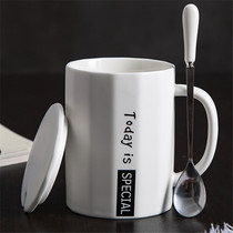 Net red water Cup mens mug boy Cup home custom ceramic cup with lid spoon simple Nordic high value