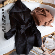 High-end cashmere coat women 2021 New hooded winter llama velvet padded short small woolen coat