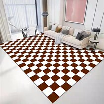 Checkerboard crystal velvet living room carpet light luxury coffee table blanket bedroom bedside non-slip mat door home suction mat