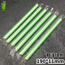 20 packs 19*1 1 light green coarse independent packaging disposable plastic pearl milk tea straw porridge tube