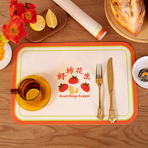  Nordic Orange placemat Waterproof and oil-proof wash-in table mat PVC large size insulation mat Leather mat Western mat plate mat