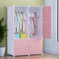 Childrens wardrobe slit storage cabinet home bedroom combination rack sliding door plastic assembly modern simple small wardrobe