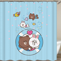 Rabbit decoration hanging cloth cartoon bear shower curtain toilet water retaining bath curtain curtain fabric wardrobe door blocking curtain
