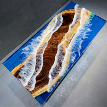 Epoxy resin river table ocean table walnut large board tea table tea table tea table transparent log board table table