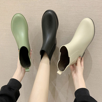 Japanese spring and autumn rain boots Short tube galoshes non-slip water boots Warm rubber shoes oil-proof water shoes waterproof rain shoes girls
