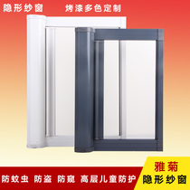 Hangzhou free measurement and installation of invisible screens aluminum alloy diamond nets anti-mosquito telescopic sliding door roll-up gauze