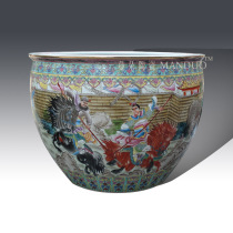 Jingdezhen hand-painted pastel Sanying Lu Bu ceramic large cylinder boutique hand-painted pastel figure porcelain cylinder