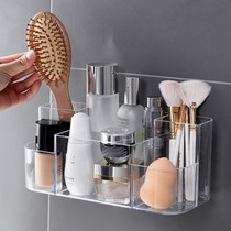 Cosmetics storage box wall-mounted toilet non-punching skin care brush rack household bathroom finishing box