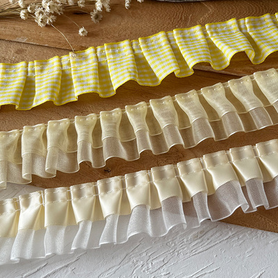 taobao agent Yellow high -grade lace lace supplementary materials handmade DIY decorative skirt under the dress, accessories, fold ruffles width