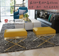 Post-modern luxury stainless steel bed tail stool American simple shoe change stool Nordic makeup stool foot stool sofa stool