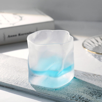  Glass water cup Japanese whisky cup Household creative beer cup Net red frosted ins wind twist pattern cup