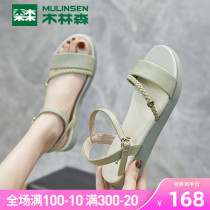 Wooden Senpo Heels Sandals in 2022 new summer outside of comfort to Rome Leisure Lady Beach Shoes