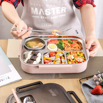 304 stainless steel lunch box female office workers with rice separation lunch box set canteen beat students thick plate