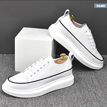 Net Red Tide brand mens shoes 2021 Spring and Autumn new leather small white shoes Joker thick bottom increased casual muffin board shoes