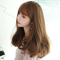 Net red new wig long curly natural fluffy realistic female long hair repair face long hair Qi bangs full headgear