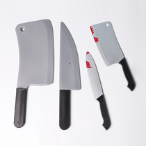 Halloween props cos horror blood knife performance plastic simulation weapon axe saw fake kitchen knife machete