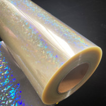 PET laser broken glass double-sided adhesive cold laminating film Mobile phone shell light column Aurora heart-shaped single-sided badge plate medal