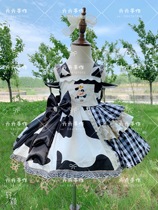 New Qi Qi hand-made Lolita cow skirt Girl girl summer dress custom childrens skirt performance