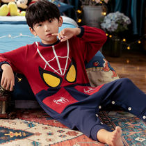 Childrens pajamas conjoined boys spring and autumn cotton thin anti-kick long sleeve little boy air-conditioned home clothing baby cartoon