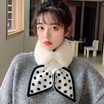 Autumn and winter New Korean Joker wool collar knitted scarf female imitation rabbit wool plush small scarf fashion warm around