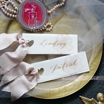 KKlife custom handwritten wedding banquet seat card card hand card love hollow ribbon shooting props