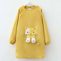 Crystal velvet men and womens childrens gown cartoon spring and autumn waterproof long sleeve reverse wear painting non-adult apron