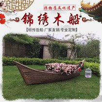 Wooden boat European style two pointed dining hotel Antique decoration Flower boat landscape props Gondola solid wood ornaments