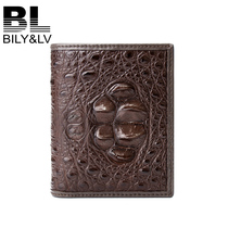 Bily&lv leather wallet mens crocodile leather wallet mens short youth business wild square vertical mens bag