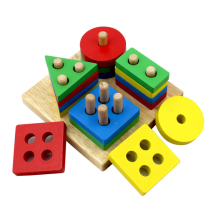 Childrens four columns shape Paired Sleeves studs Toys 1-3-year-olds Early teaching Enlightenment color Cognitive Toys
