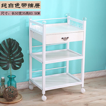 Beauty salon trolley three-layer grooming hairdressing manicure manicure turret tool cart with drawer wooden storage rack