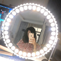 Round desktop crystal with light makeup mirror ins Net red LED light dressing table mirror makeup light mirror girl heart mirror