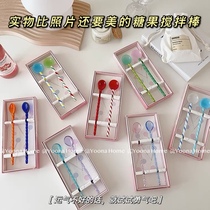 Gift Box Set Glass spoon Colorful glass mixing stick Cute creative long handle juice coffee spoon spoon spoon