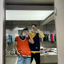 Korean Tide brand MARKM autumn and winter new V-collar splicing men and women with color matching color matching sweater vest