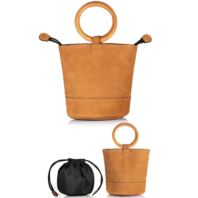 New Potted Female Bag Circle Water Barrel Bag Handbag Female Bag True Leather Bag Female Bag Simon Same
