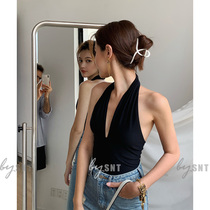  SNT Ace summer star one-piece deep V-neck halter halter backless sleeveless top womens summer outdoor wear