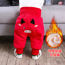 Baby pants plus velvet 2021 new winter casual pants baby sweatpants pant padded New Year warm pp pants