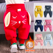 Baby pants winter clothing thickened baby pants male and female children great PP pants high waist and belted three layers clip cotton gafed childrens pants