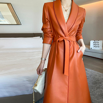 JU FUR designer 2023 new fur dress female long - mended sheep leather fur coat