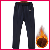 Elderly Thickened Camel Cotton Pants Mens Autumn Winter Middle Aged High Waist Loose Plus Suede Dad Grandpa Anti-Chill Warm Pants